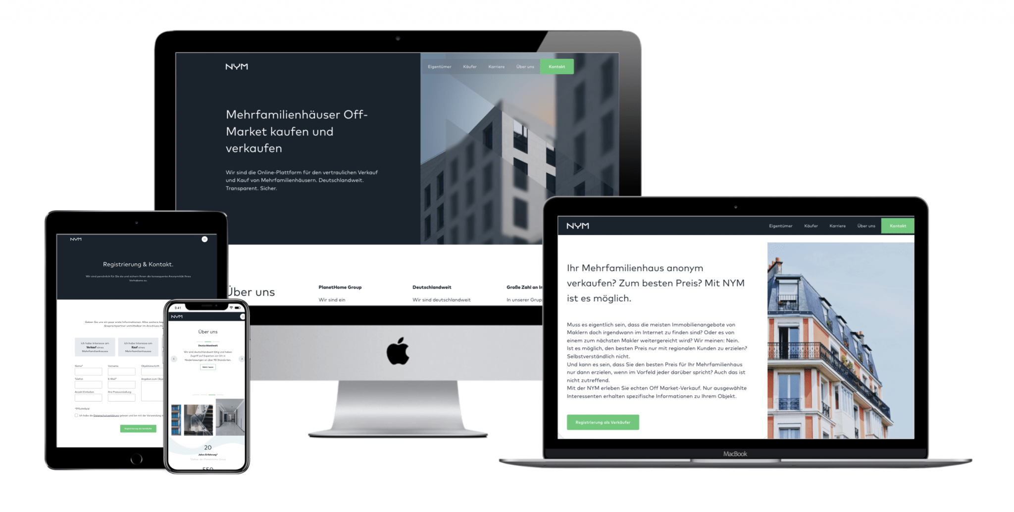 Nym Website Mockup - Reference COCO Content Marketing Agency Munich