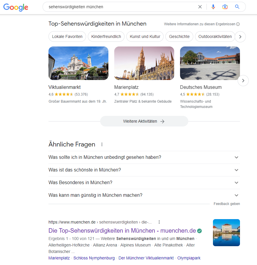 Suchergebnisse für Sehenswürdigkeiten München